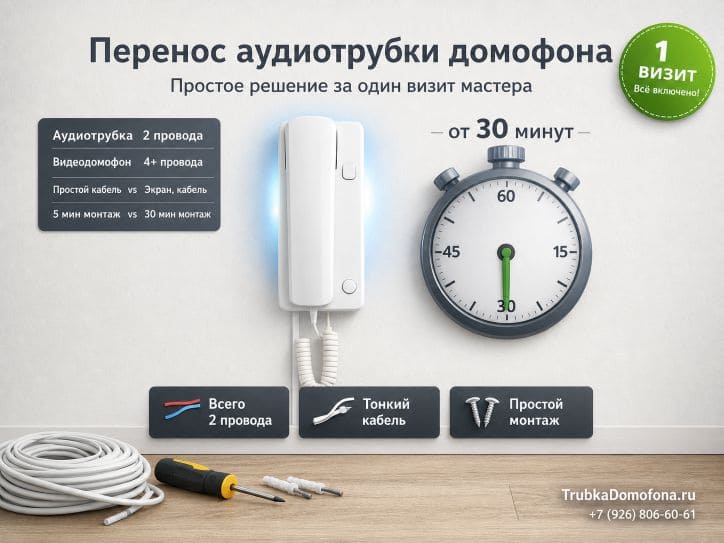 Перенос аудиотрубки домофона: простое решение за один визит мастера