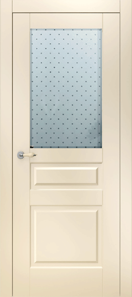 бежевая межкомнатная дверь с стеклом "в горошек"
