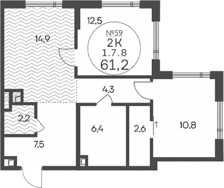 2-комн 76,2 м²