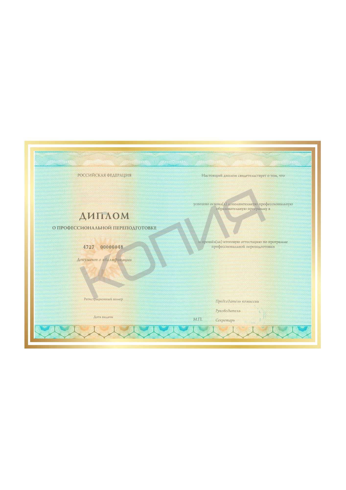 Диплом о профессиональной переподготовке