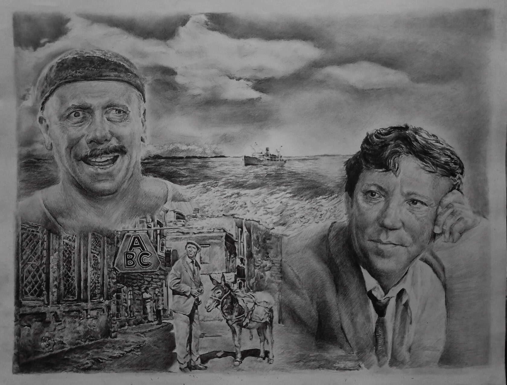 Бриллиантовая рука, русские комедии, Юрий Никулин, комедия, портреты актеров, нарисовать рисунок, осел, лучшие комедии, Анатолий Папанов, купить картину, рисунки, графика рисунки, романтика, кинокомедии, рисунки карандашом, красивые рисунки, творчество, картины художников, теплоход, графика купить, красивые картины, рисунки графикой, картины