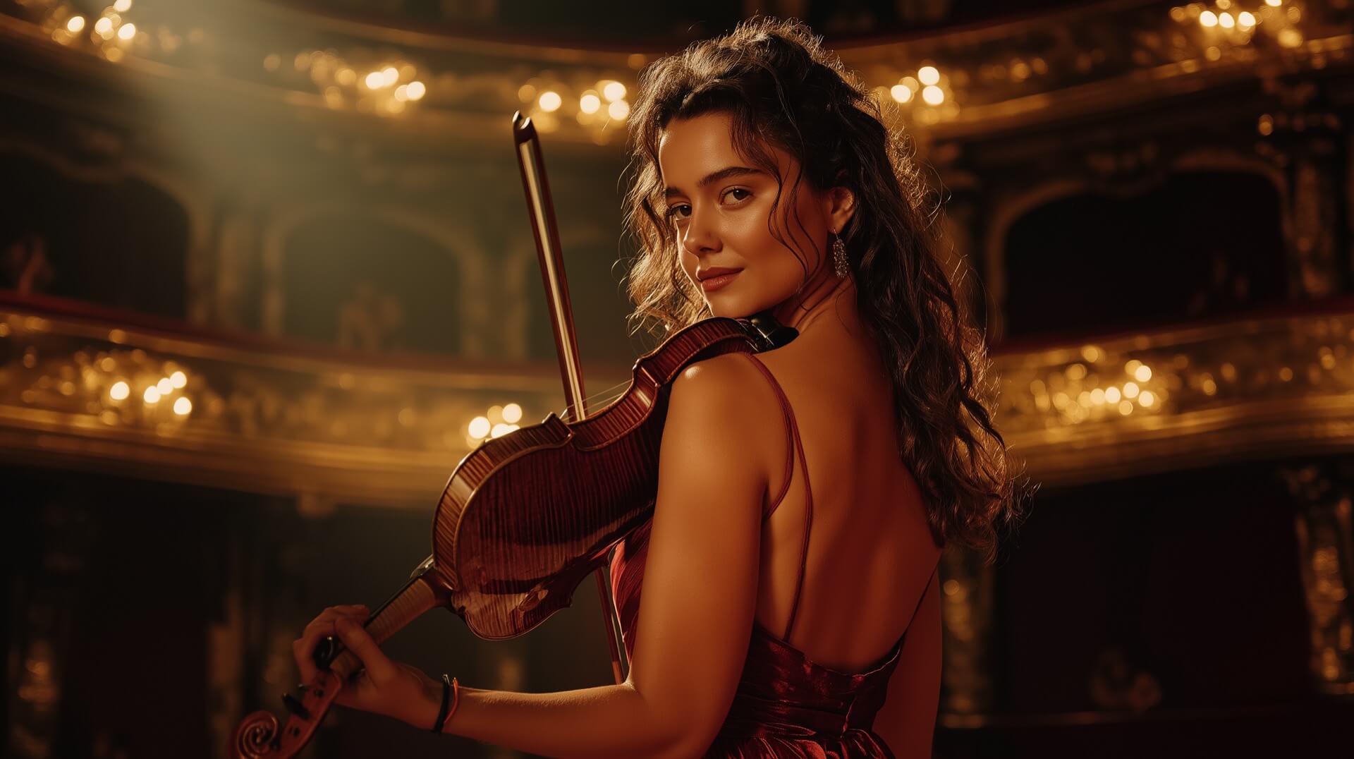 Девушка (дочь-скрипачка) со скрипкой празднует 18-летие с семьей