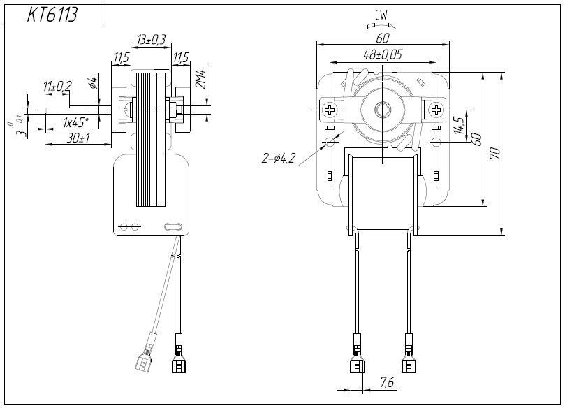 Drawing of the electric motor KT-6113