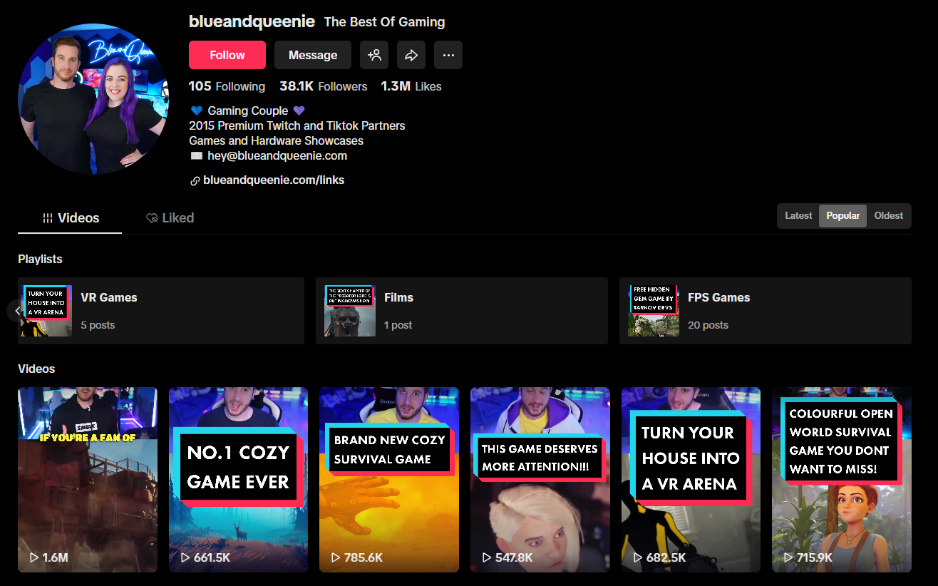 Blue and Queenie tiktok gaming influencer