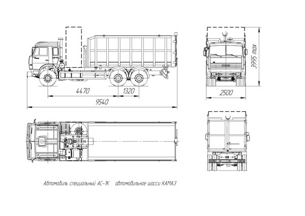 Мусоровоз чертеж dwg