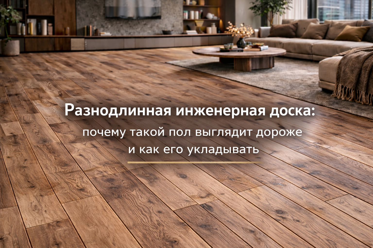 Разнодлинная инженерная доска в интерьере - хаотичная укладка натурального деревянного пола