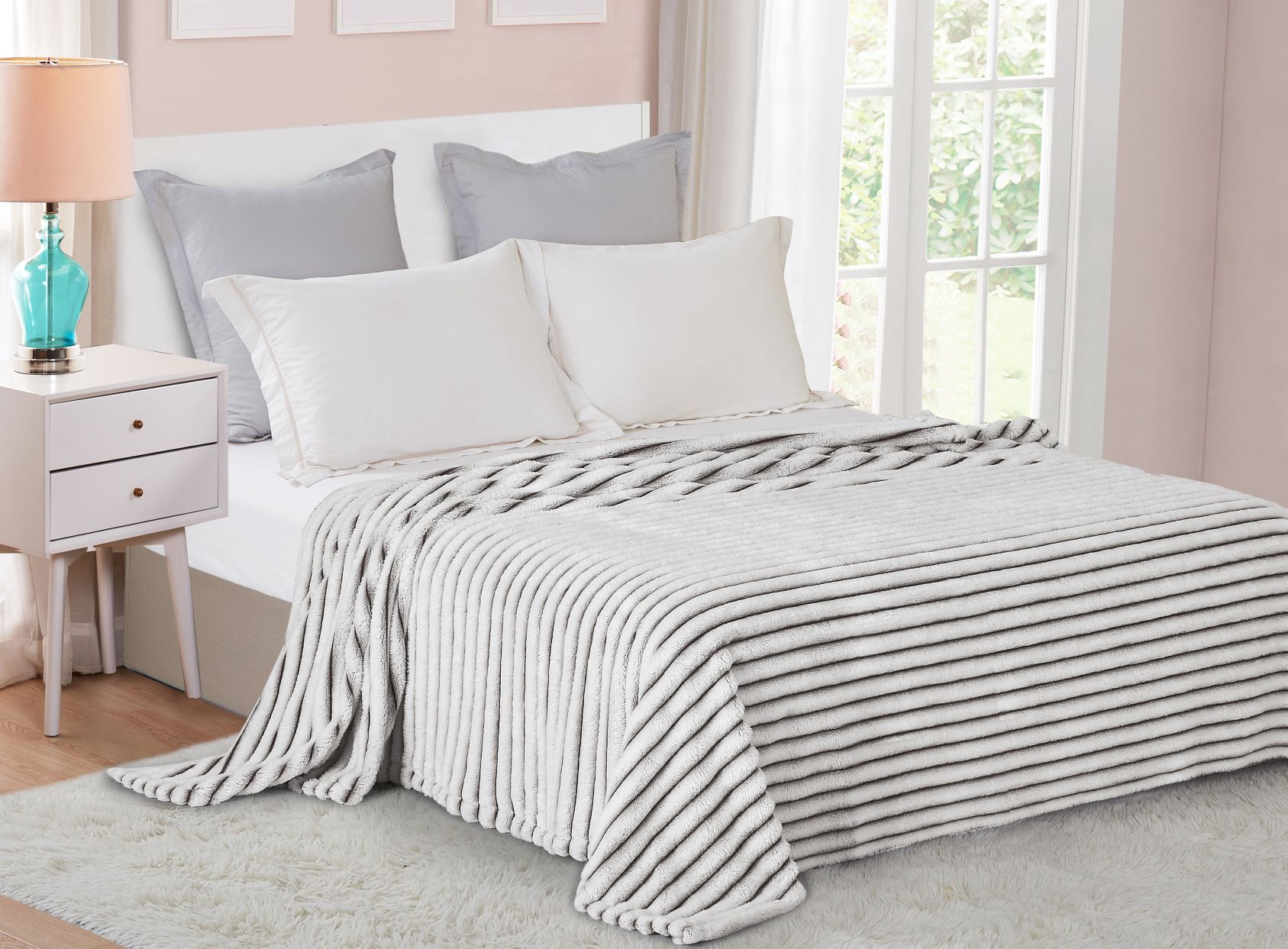 Плед Велсофт (Wellsoft) цвет Шоколад шиншилла полоска 2,5 см, арт 8855036ФП-036V