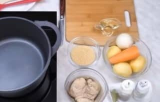 Приготовление супа из консервированной горбуши с картошкой и пшеном: шаг 1