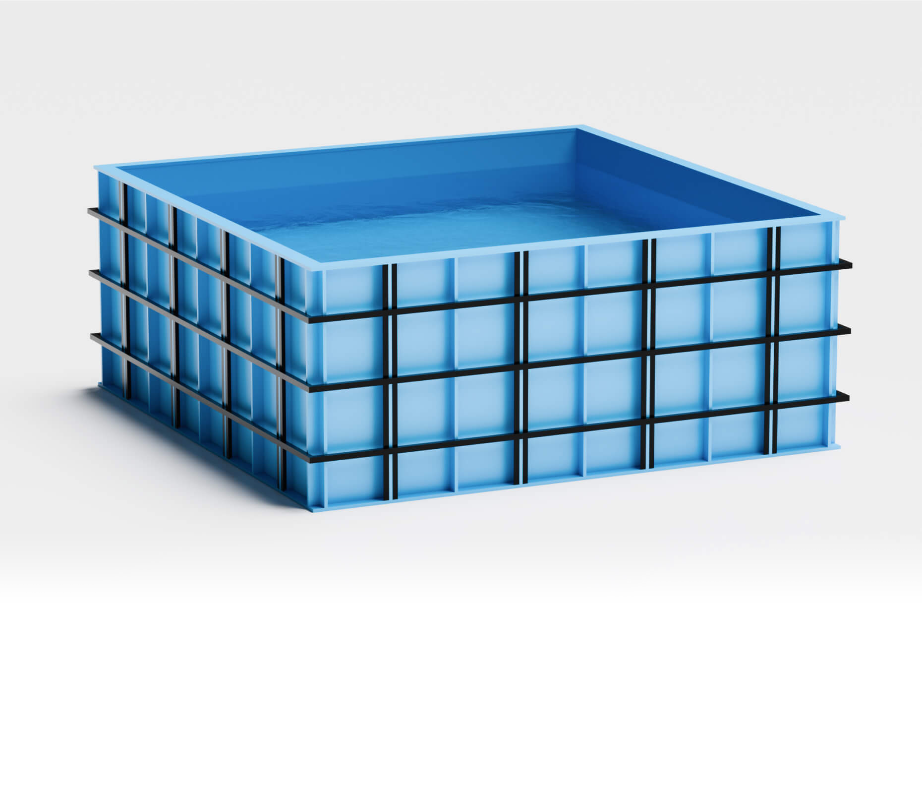 Квадратная полипропиленовая ёмкость с усилением