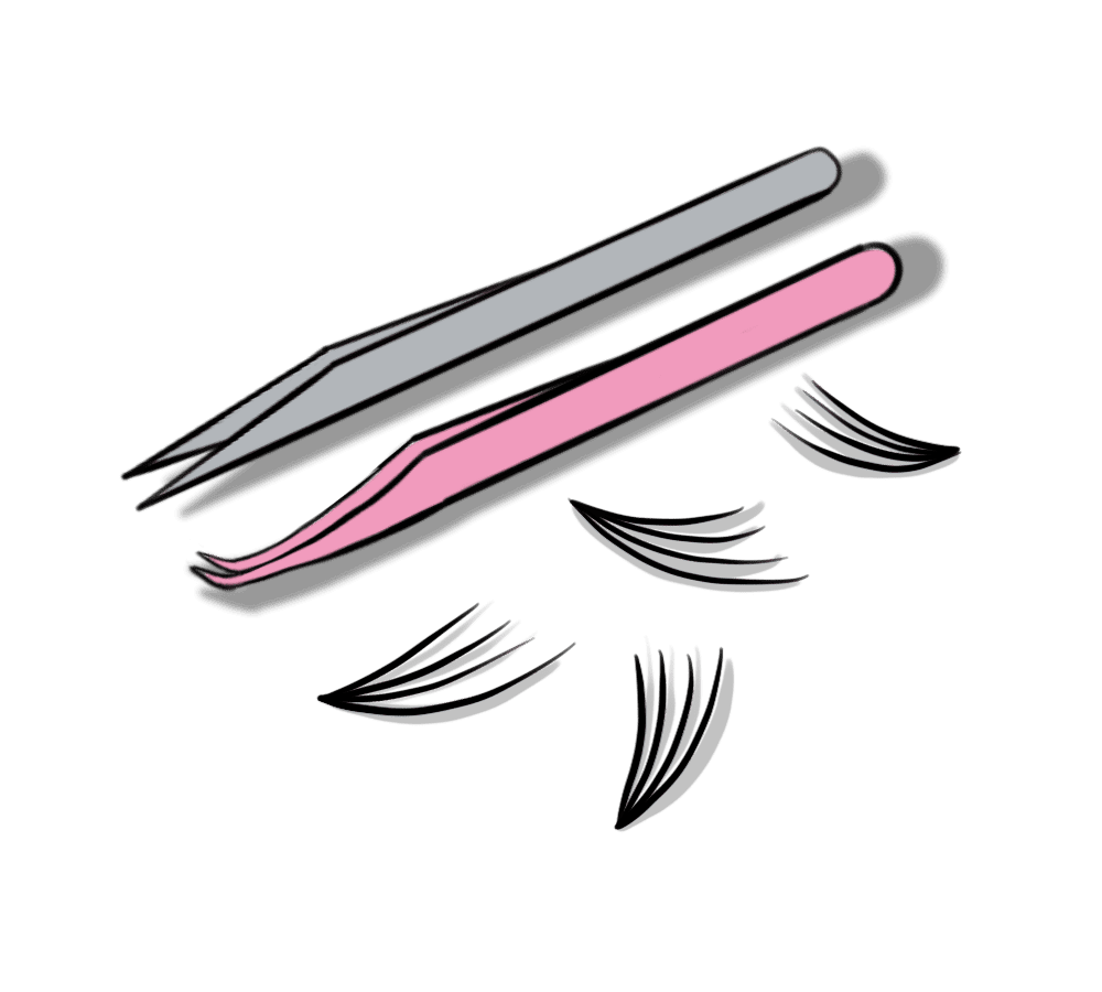 Иллюстрация, объемное наращивание ресниц