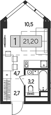 Студия 21,20 м²