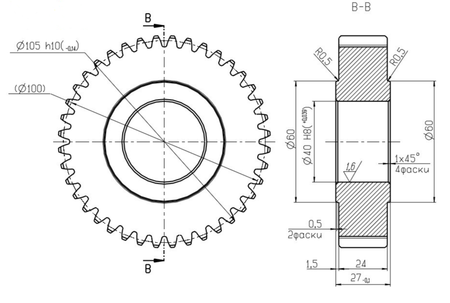 Чертеж зубчатых