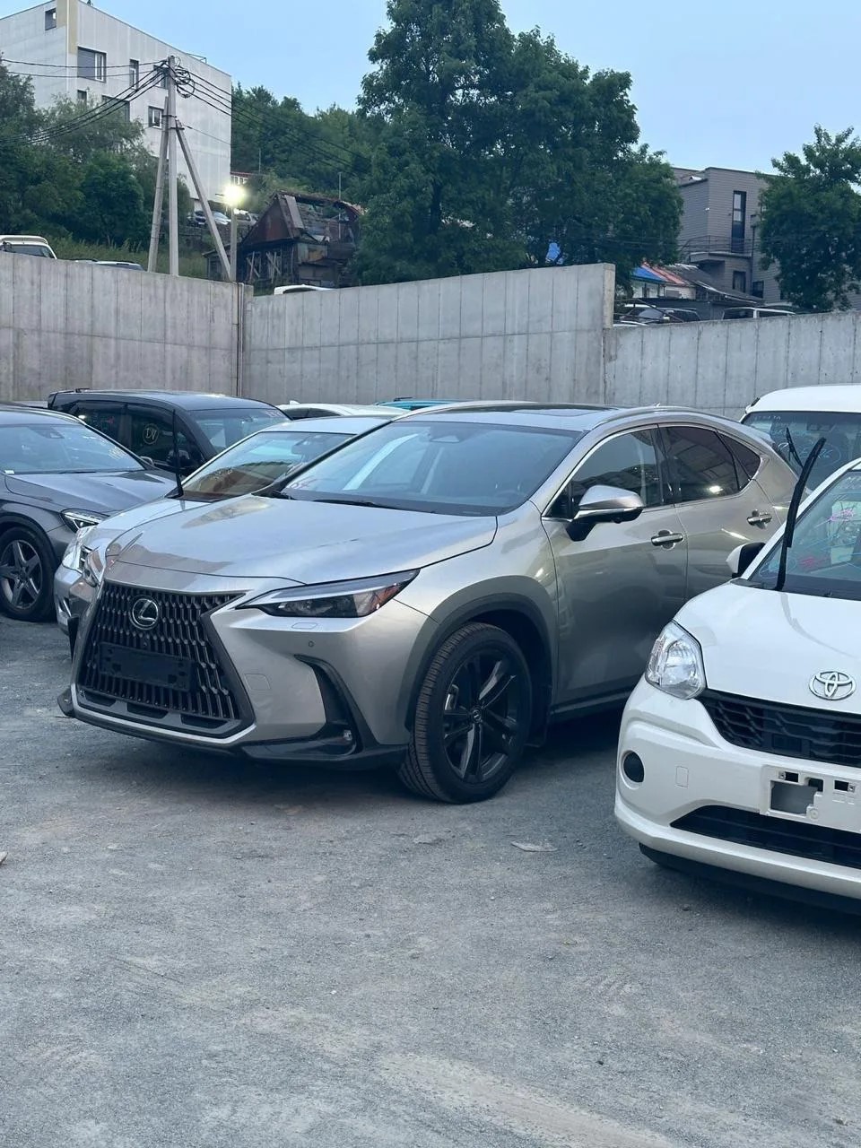 Серебристый Lexus NX на площадке