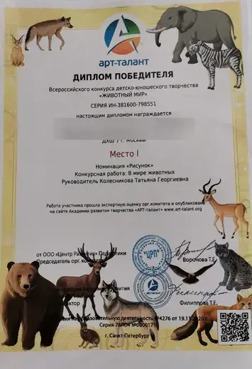 Диплом победителя творческого конкурса
