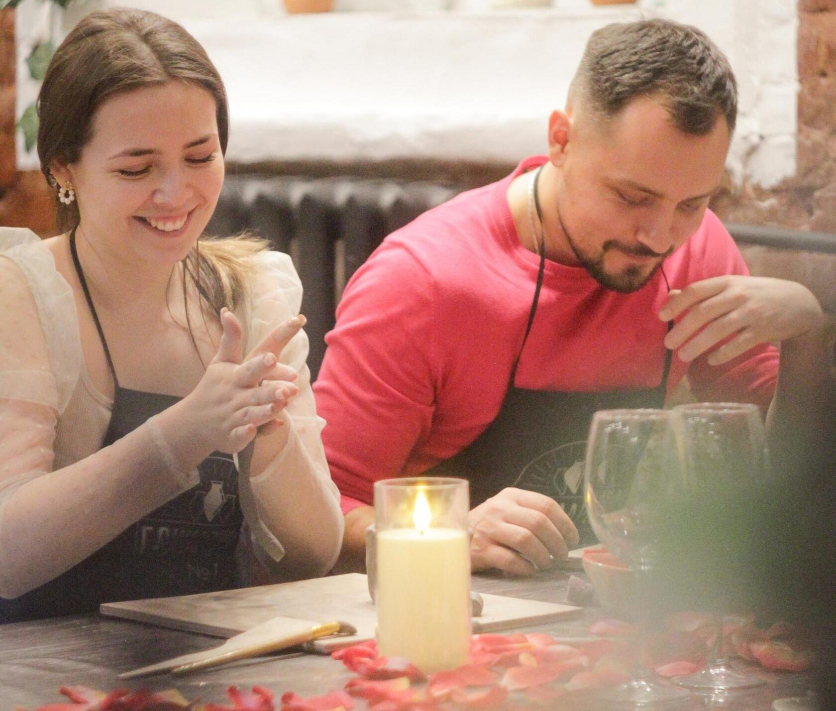 A private gender reveal nyc date begins in a cozy pottery studio prepared just for the two of you.