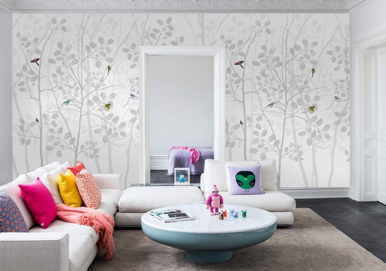 детские обои фрески ветки с птичками