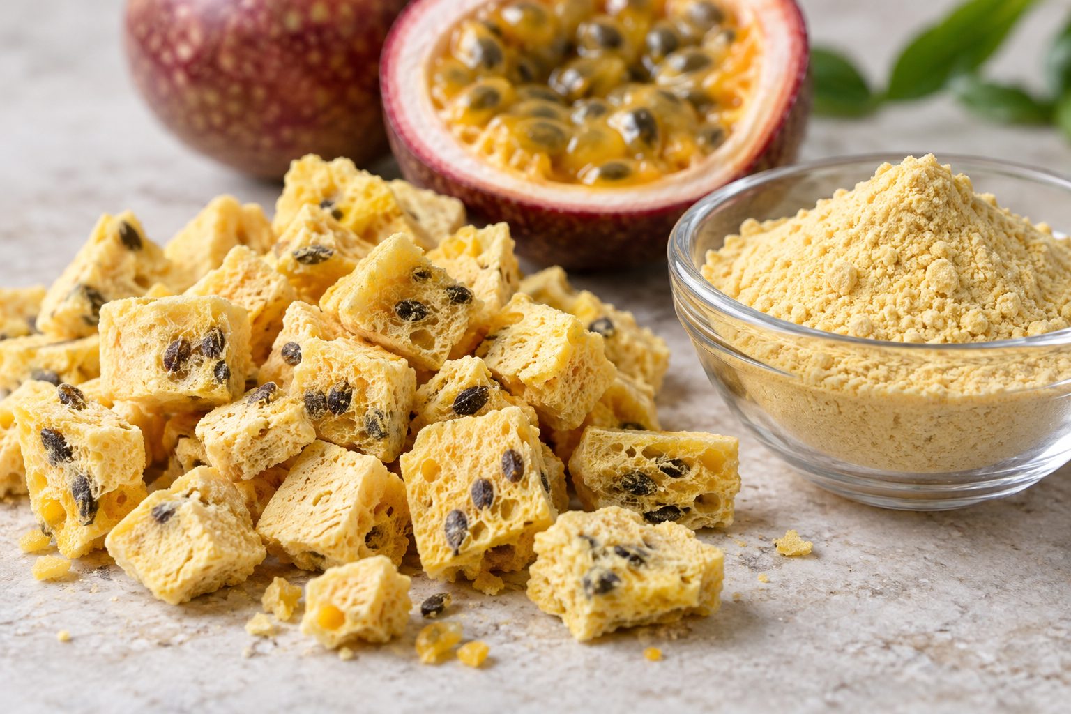 Сублимированная маракуйя кубиками и порошок маракуйи