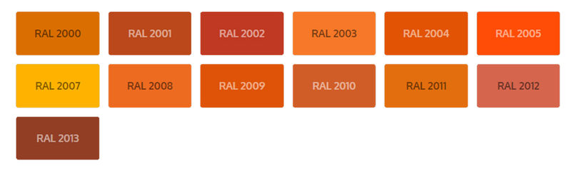 Официальные русские и английские названия и номера цветов RAL Design