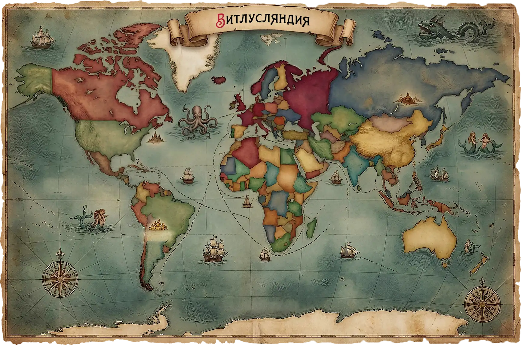 Карта Мира с городами