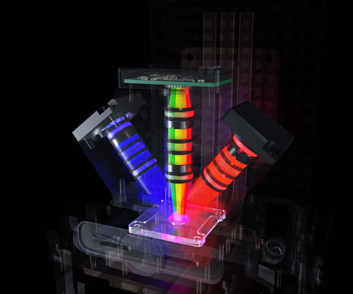 Fluorescence detection is⦁based on⦁the use of⦁a⦁unique multispectral detector with detection wavelengths of⦁520 nm, 560 nm, 610 nm, and 680 nm.