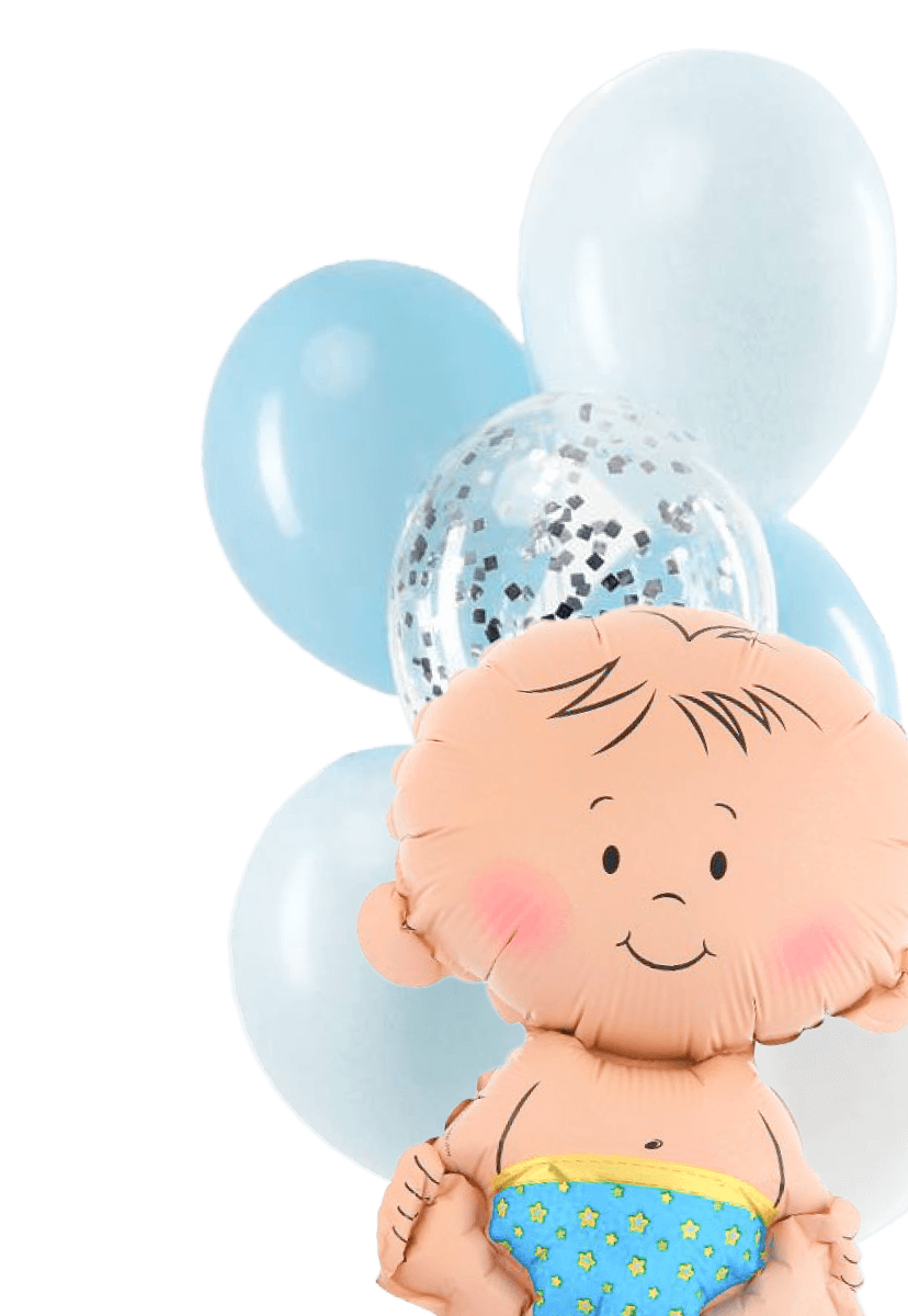 красивые шарики для выписки новорожденного ребенка с изображением радостного малыша