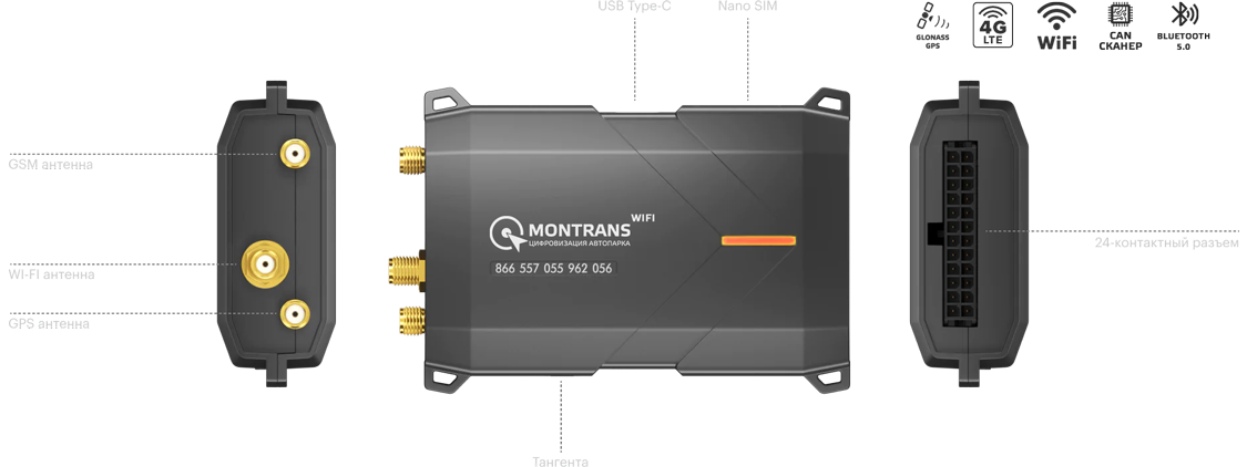 GPS/GLONASS WIFI satellite terminal