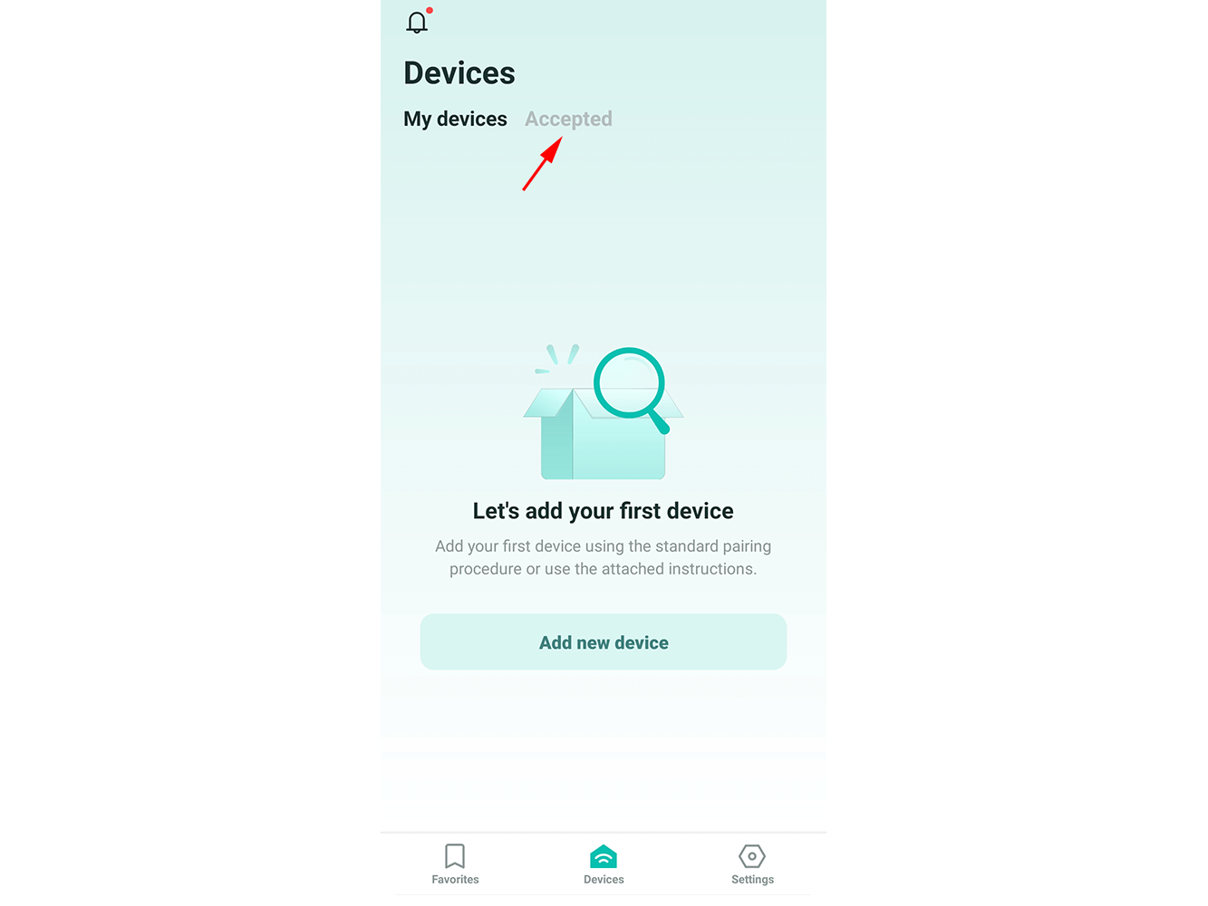 Devices screen
