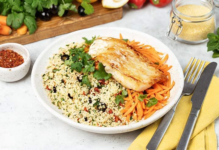 Треска с травами и средиземноморским кускусом – рецепт приготовления с фото | Elementaree