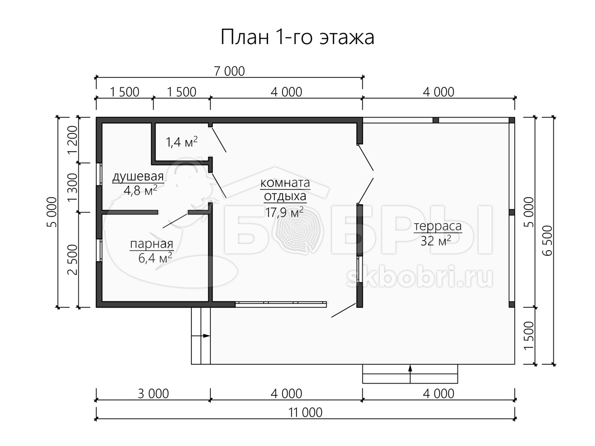 План брусового дома 6х4