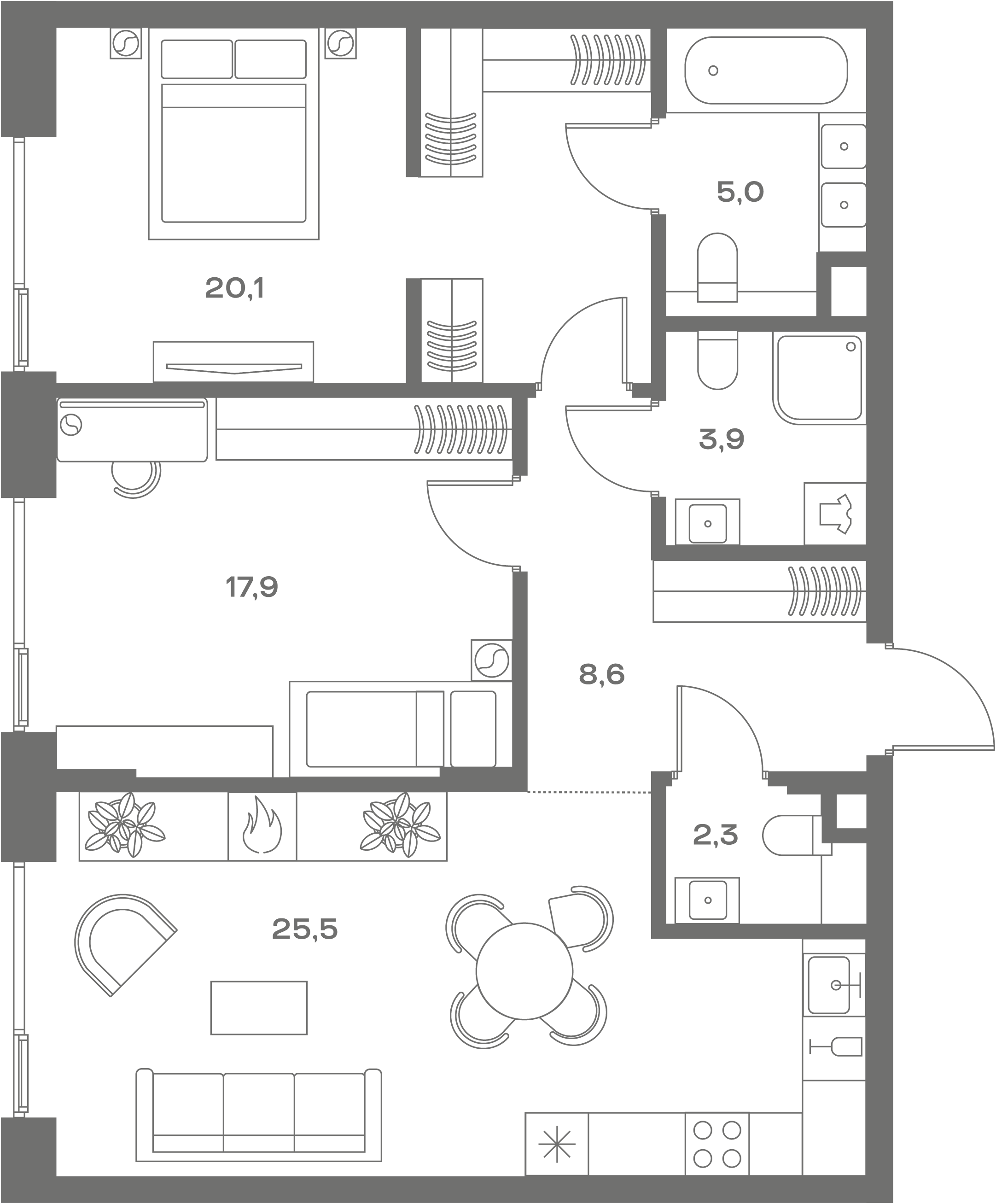 3-комн 99,3 м²