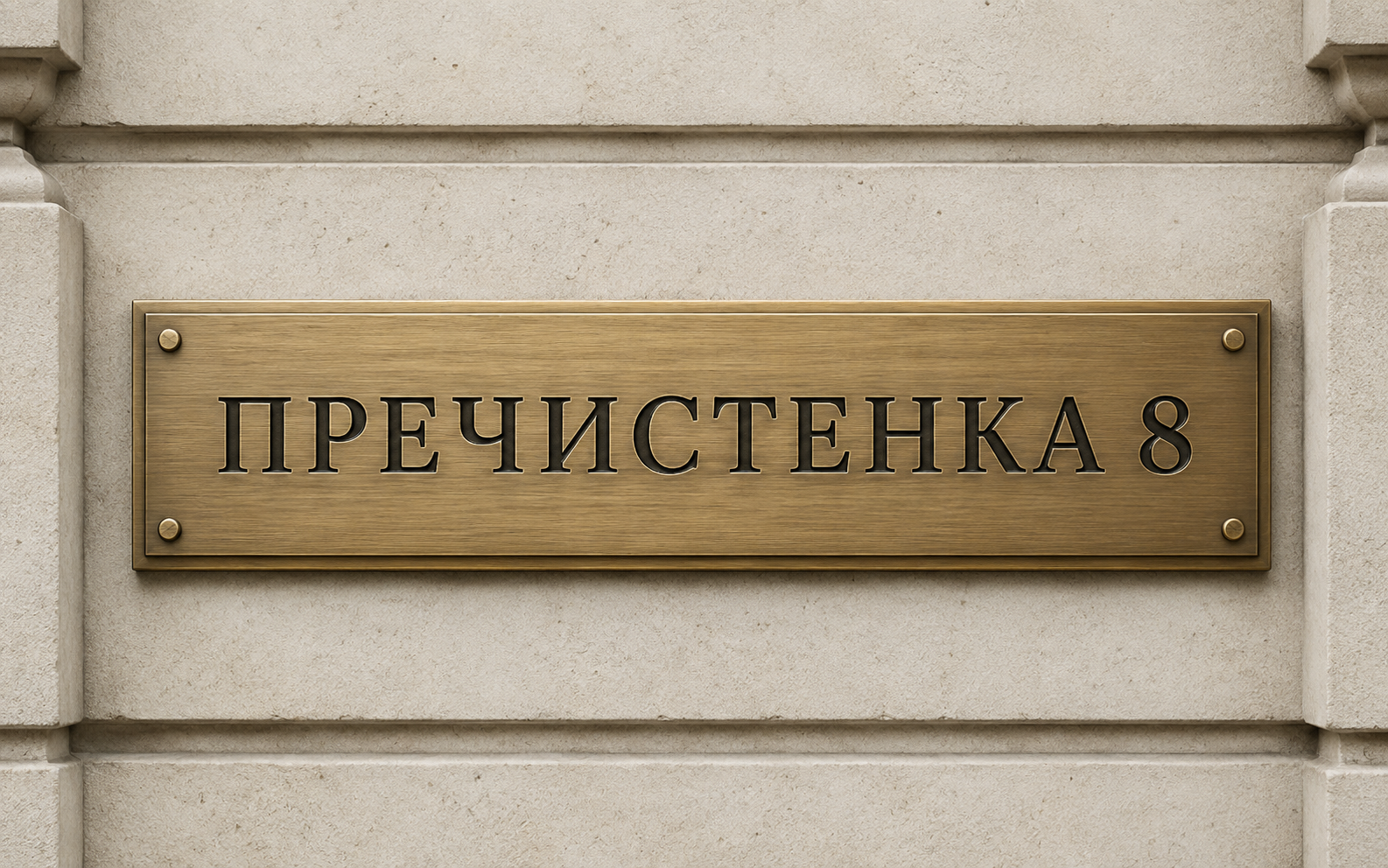 3D Рендер — фасадная адресная табличка из латуни