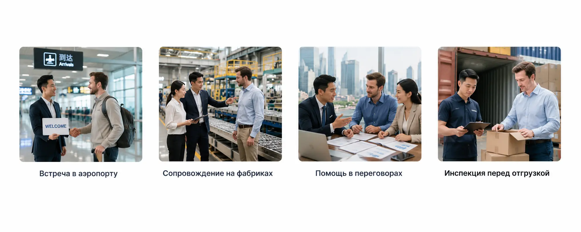 Схема сопровождения в Китае: клиент, представитель Asia Resource, поставщик и контроль задачи
