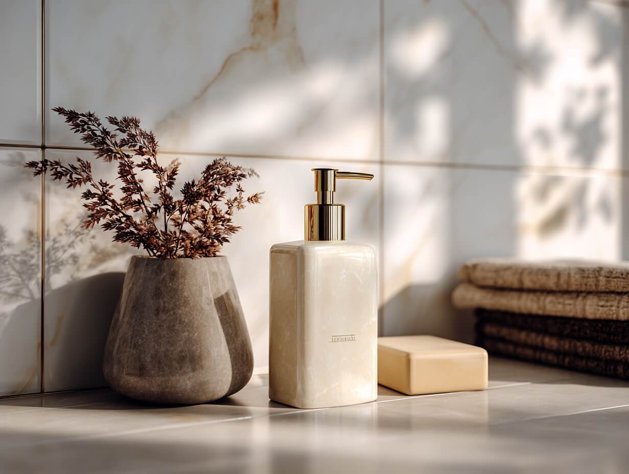 простые и лаконичные аксессуары для ванной в скандинавском стиле