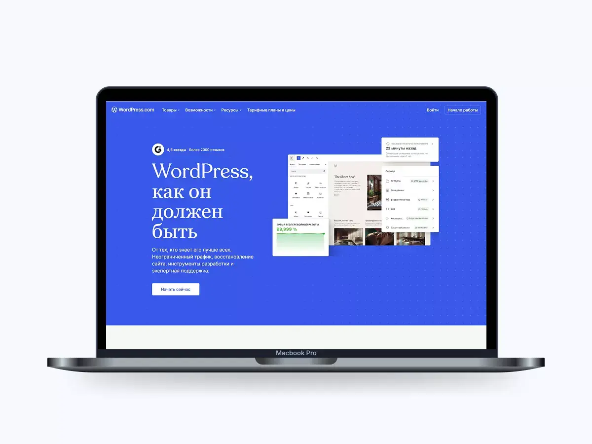 Главная страница сайта ВордПресс