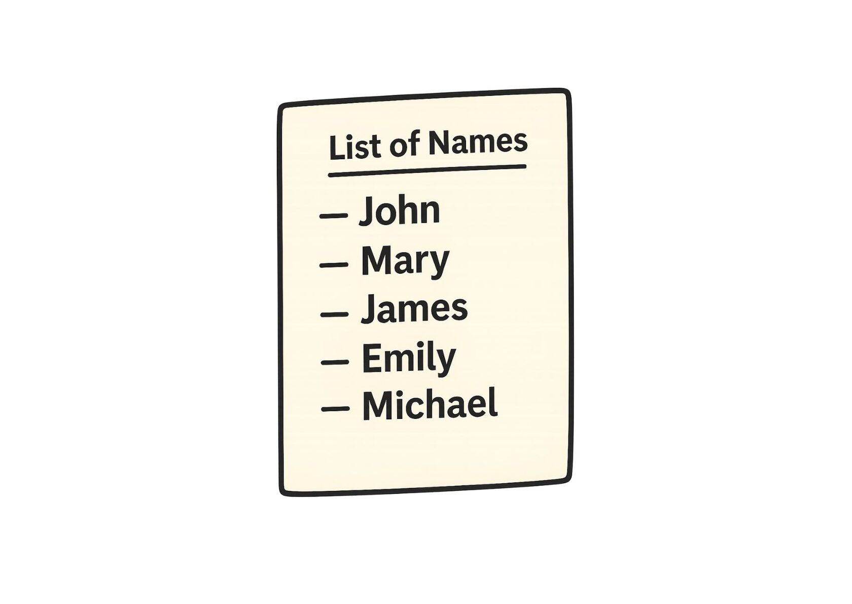 a list of names