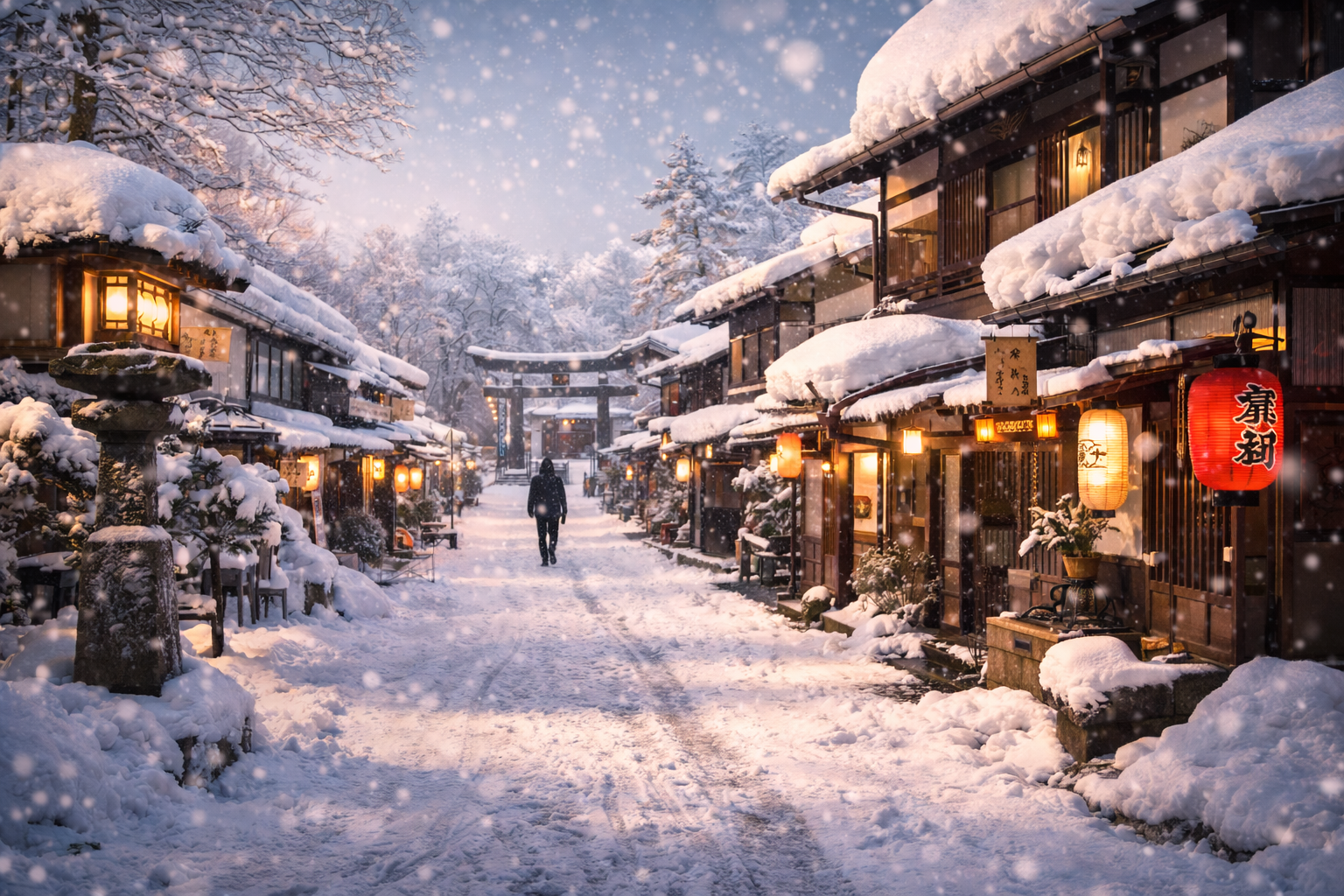 Японская зимняя улица