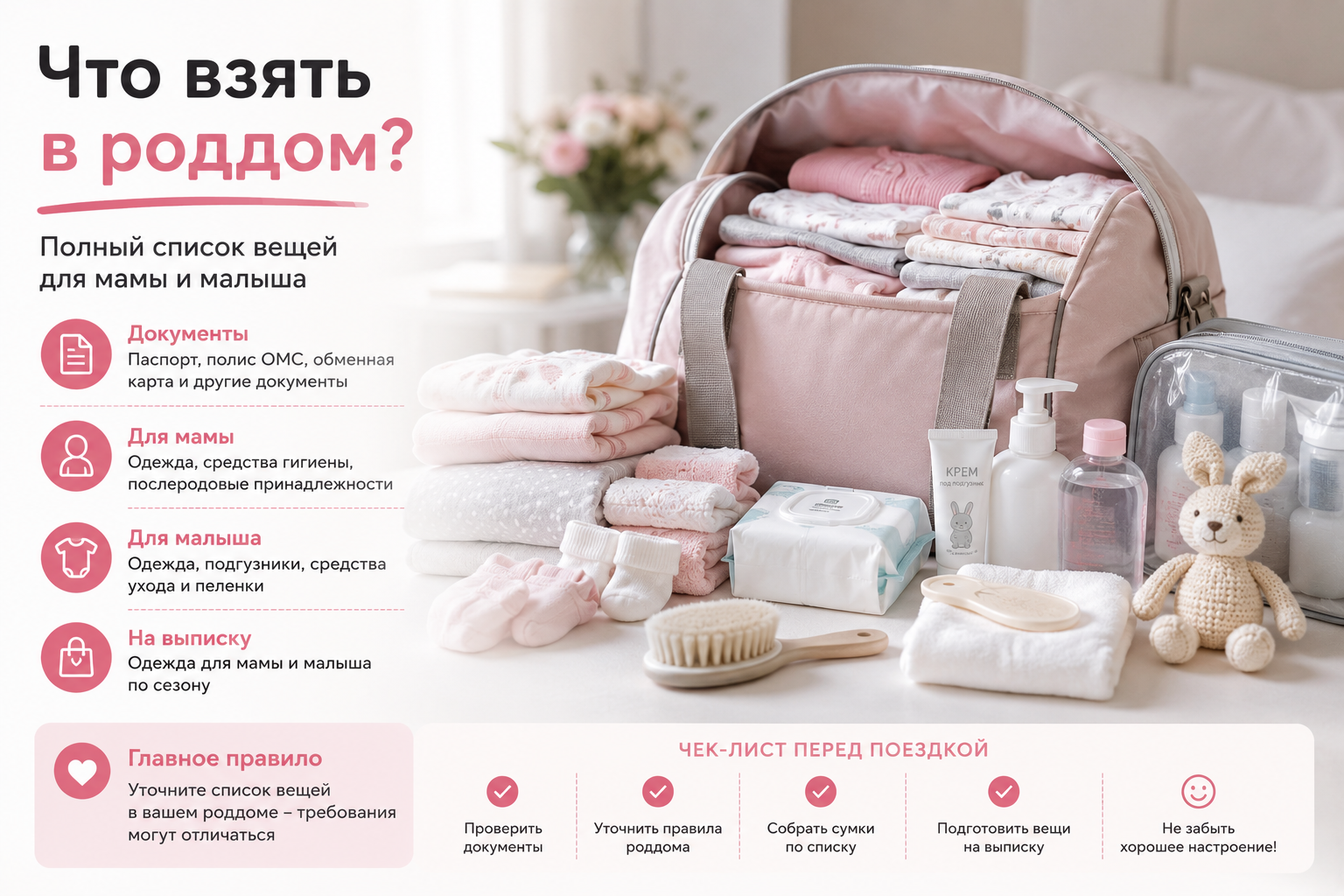 Что взять в роддом — список вещей для мамы и новорожденного