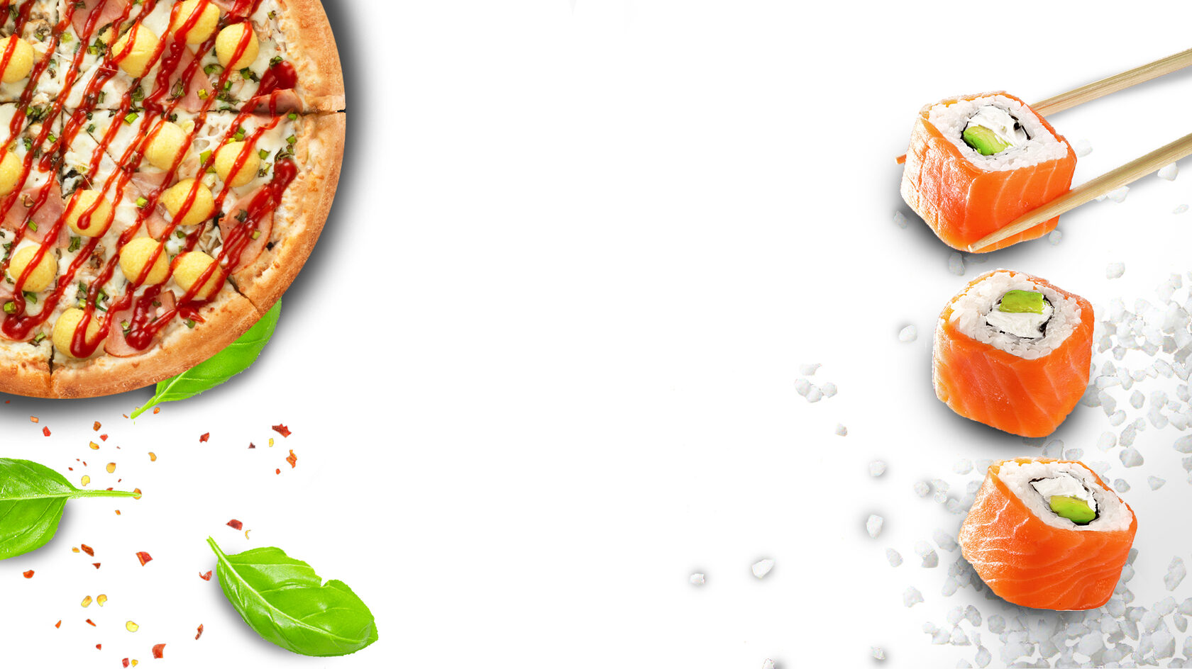 Доставка суши москва sushikaifushichel ru. Суши пицца 74. Пицца и роллы на черном фоне. Пицца роллы паста вок. Фон шаблон для кафе пицца и роллы.