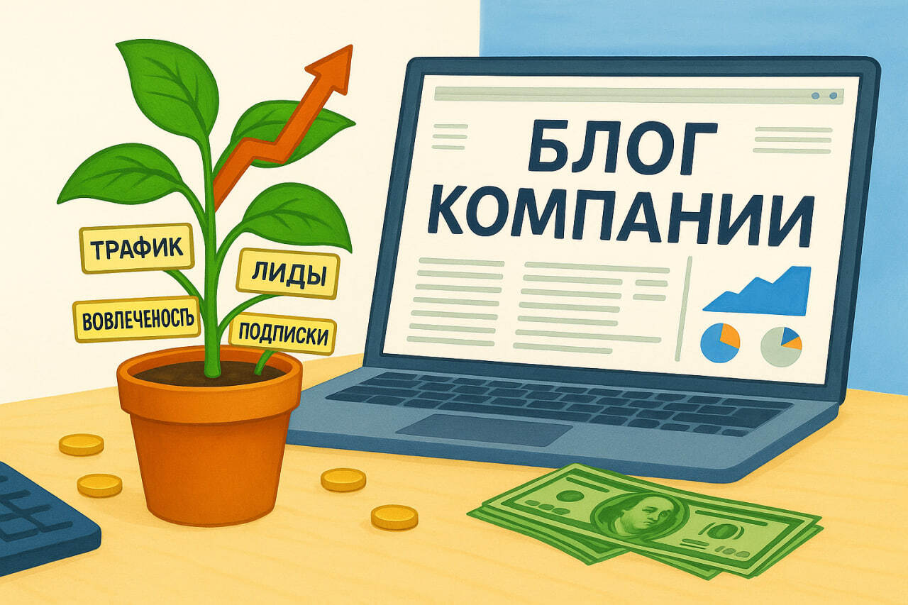 Иллюстрация: аналитика блога компании по показателям трафика, вовлеченности, лидов и подписок