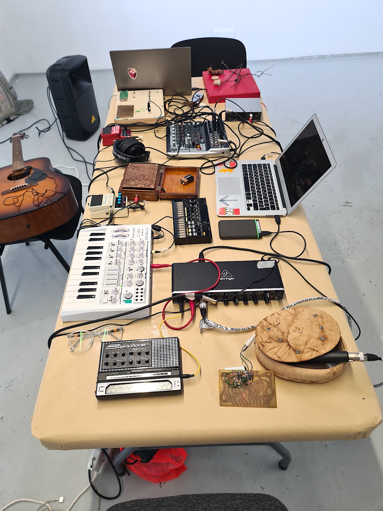 Выступление Марии Пинус "Нойз-концерт для синтезаторов" в рамках персональной выставки "Сухой пруд"