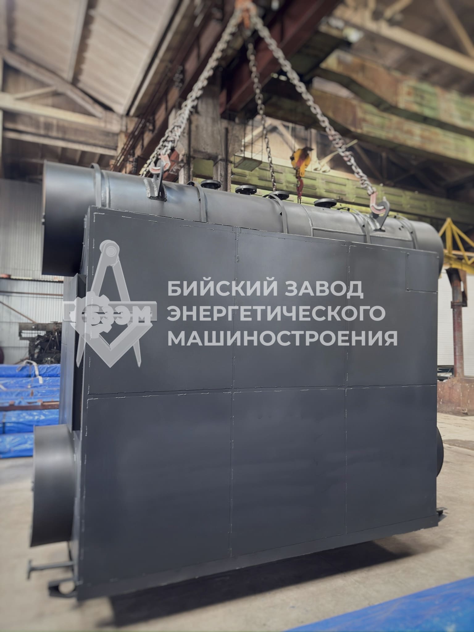 Паровой котёл ДСЕ-2,5-14 ШП с производительностью 2,5 т/ч после изготовления на заводе БЗЭМ