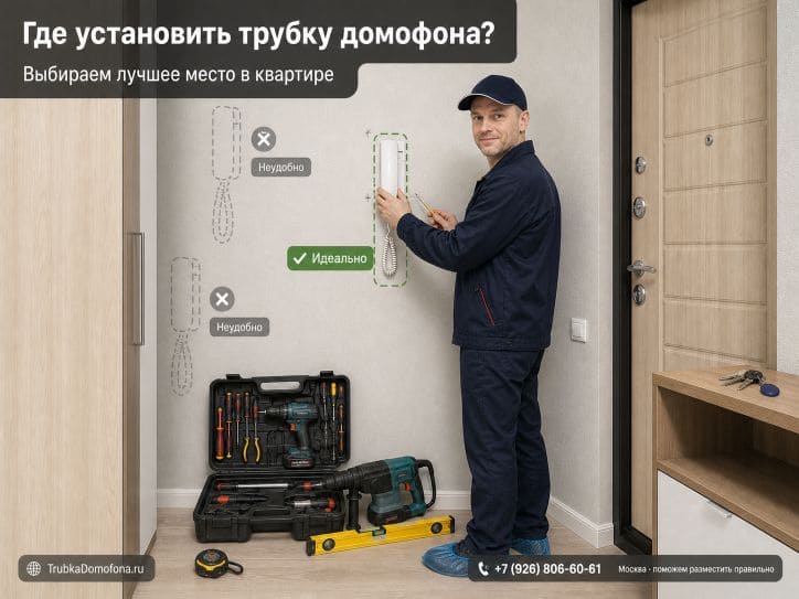 Установка трубки домофона рядом с дверью: где лучше разместить и почему