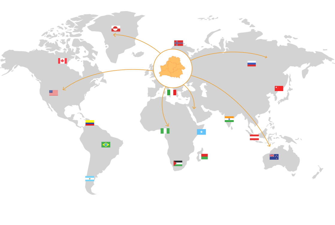 карта мира с флагами стран 