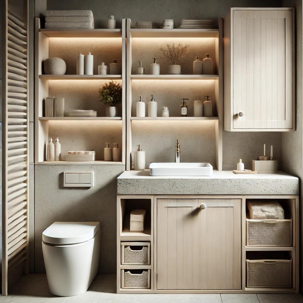 Организация хранения в маленькой ванной