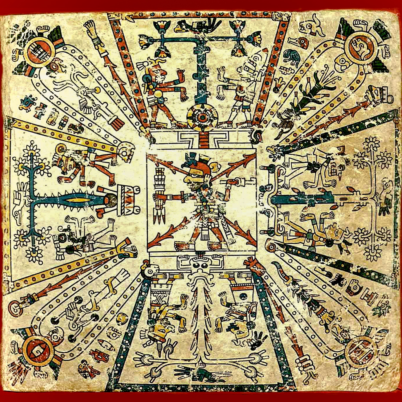 Мировое древо. Фрагмент кодекса Фейервари-Майера. Ацтеки. Коллекция World Museum, Ливерпуль.