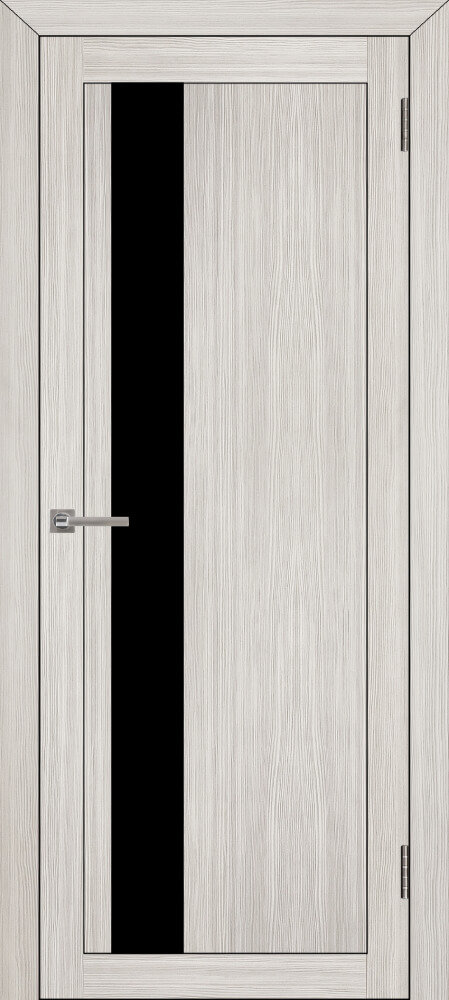 Дверь межкомнатная UniLine 30004 Остекленная стекло черная лакобель цвет Велюр Капучино