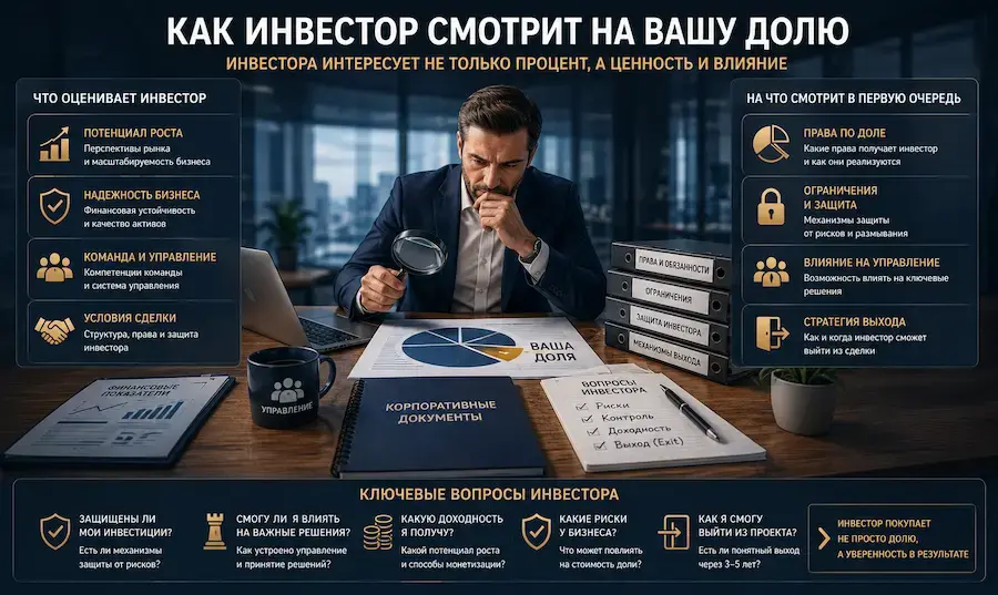 Мужчина в деловом костюме смотрит на документы через лупу 