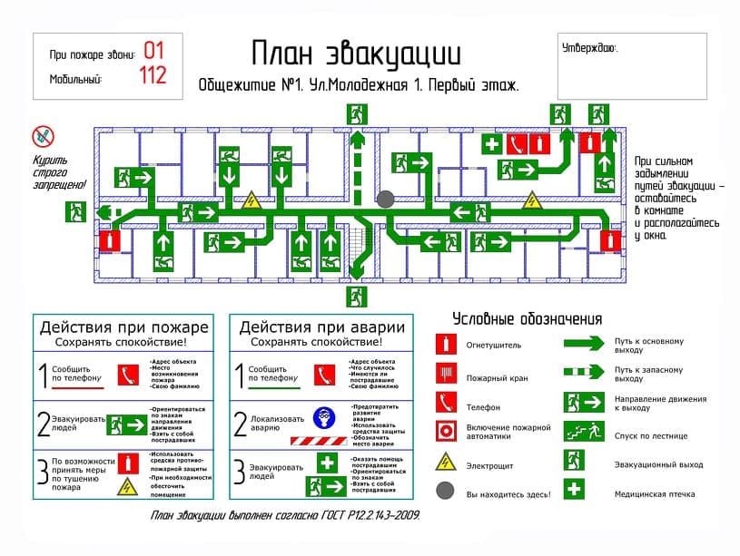 Разработка и изготовление планов эвакуации людей при пожаре