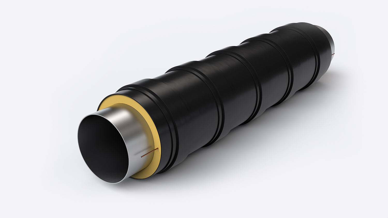 Труба с теплоизоляцией из пенополиуретана в защитной полиэтиленовой ...