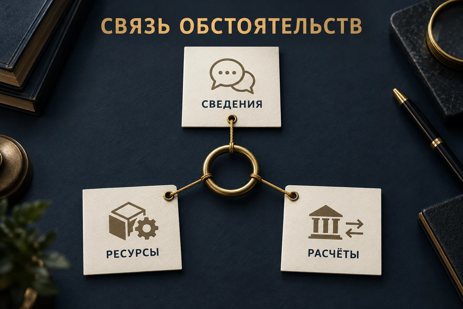 Концептуальная схема связанных обстоятельств: сведения при заключении договора, ресурсы исполнения и расчёты